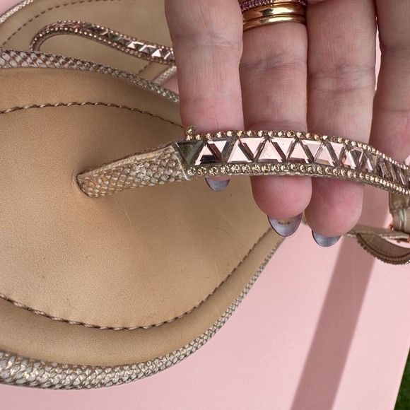 Rose Gold Jeweled Strappy Sandal - Picture 3 of 9